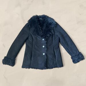 Vintage faux fur penny lane black jacket size medium UTEX design